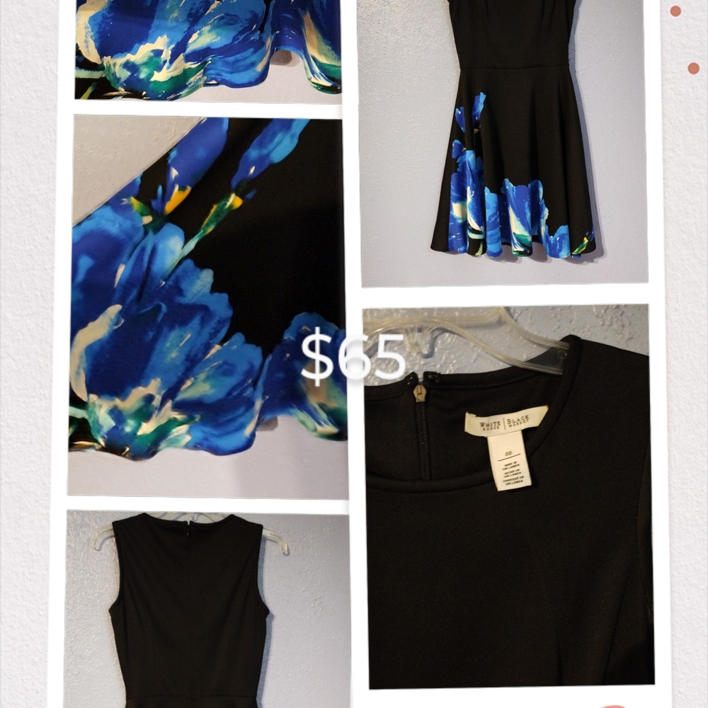 White House Black Market Black and Blue Floral Dress